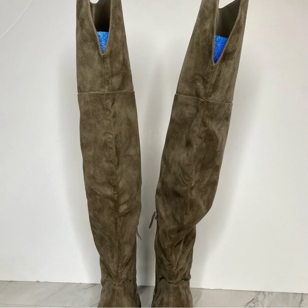 BP Luke Gray / Green Faux Suede Over The Knee Boot 8 1/2